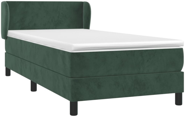 Einzelbett, Polsterbett mit Matratze Samt Dunkelgrün 100x200 cm Bild 2
