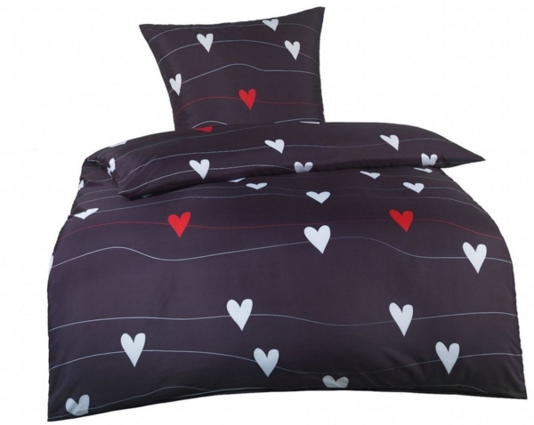 Optidream Mikrofaser Bettwäsche 135x200 cm Bettbezug 135x200 cm Kopfkissenbezug 80x80 cm Amiki schwarz