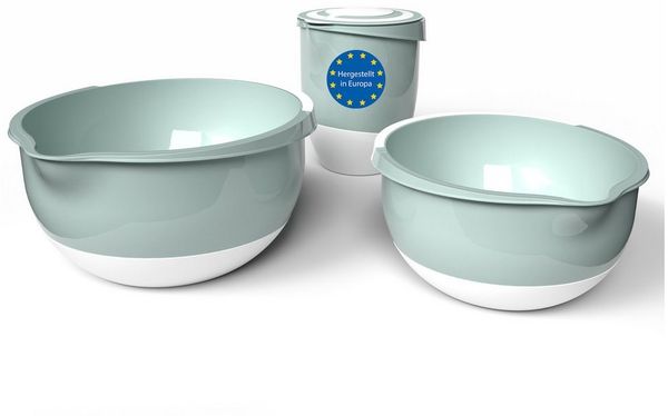BigDean 3er Set 3,5 Liter & 2 Liter Rührschüssel & Quirltopf mit Spritzschutz lebensmittelecht spülmaschinengeeignet – Made in Europe