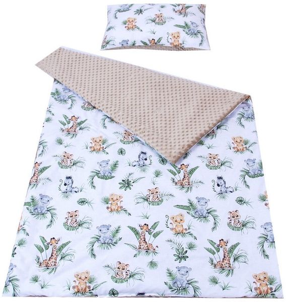 Kinderdecke BABYLUX Kuscheldecke 100 x 150 cm Babydecke Kinderdecke MINKY XXL, BabyLux, 124. Africa_Tiere mit Kissen