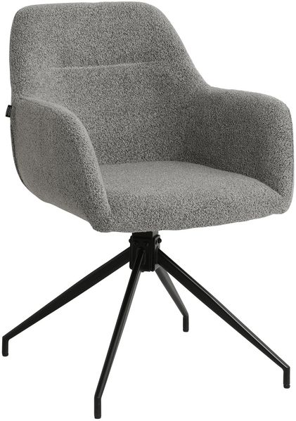 CLP Esszimmerstuhl Merlinda mit Teddystoff, 360° drehbar mit Armlehnen,grau