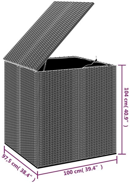 vidaXL Garten-Kissenbox PE Rattan 100x97,5x104 cm Braun 317227 Bild 6