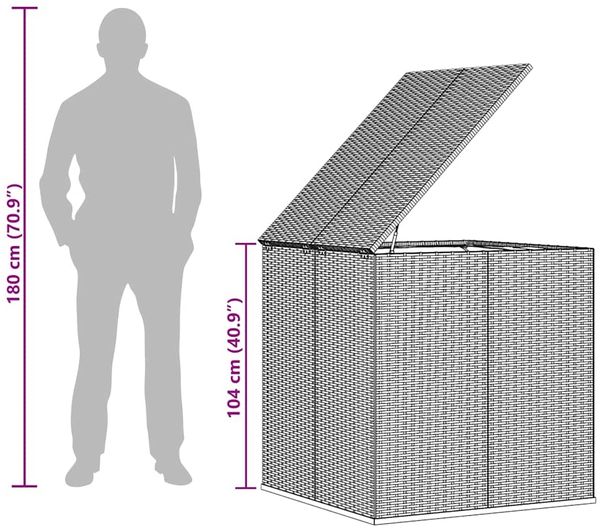 vidaXL Garten-Kissenbox PE Rattan 100x97,5x104 cm Braun 317227 Bild 11