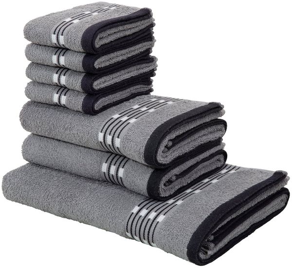 OTTO home Handtuch Set Jonnie, Walkfrottee (Set, 7-St), Handtücher aus 100% Baumwolle, Handtuchset mit gemusterter Bordüre