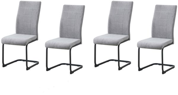 HTI-Line Freischwinger Schwingstuhl 4er-Set Grau LennyP (Set, 4 St), Freischwinger Esszimmerstuhl Kufengestell aus Metall