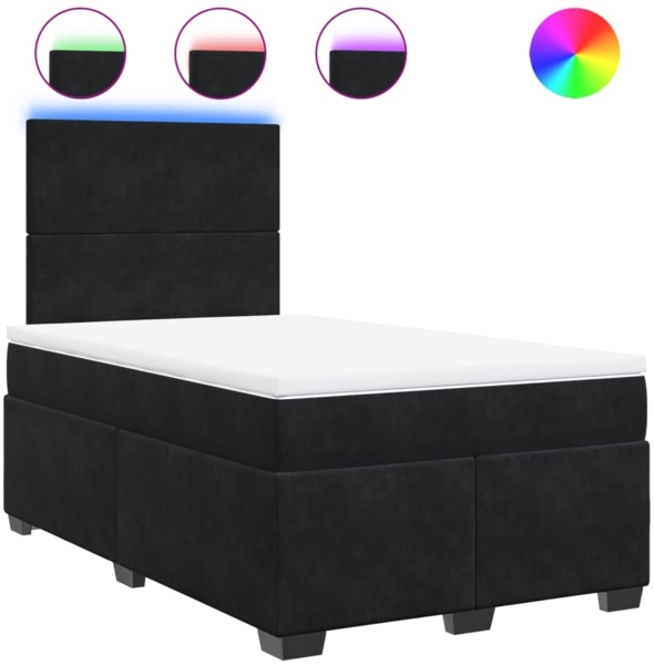 vidaXL Boxspringbett mit Matratze Schwarz 120x200 cm Samt 3293178