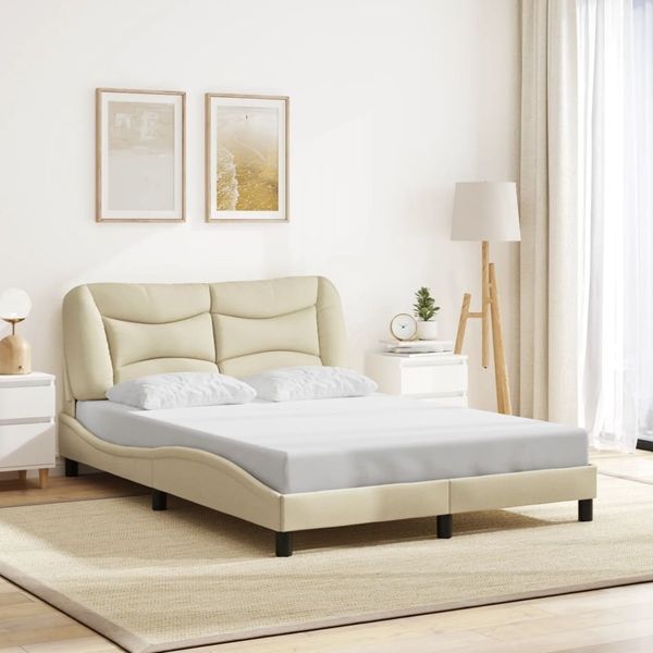 vidaXL Bettgestell ohne Matratze "Hvar" Creme 140x190 cm Stoff 3207770