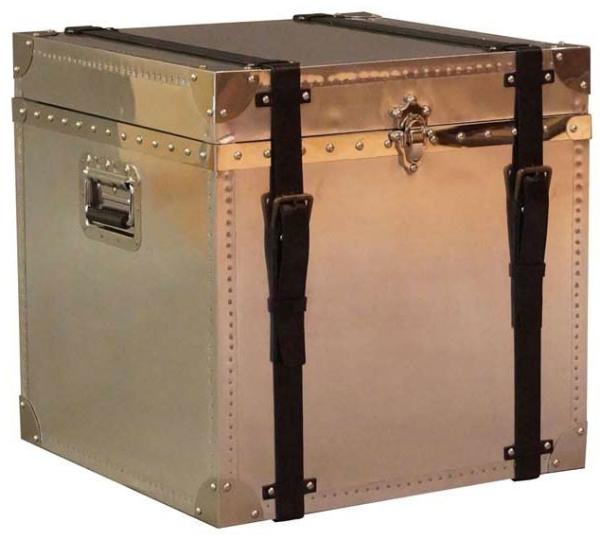 Truhe Selby Vintage Leder Aluminium Bild 1
