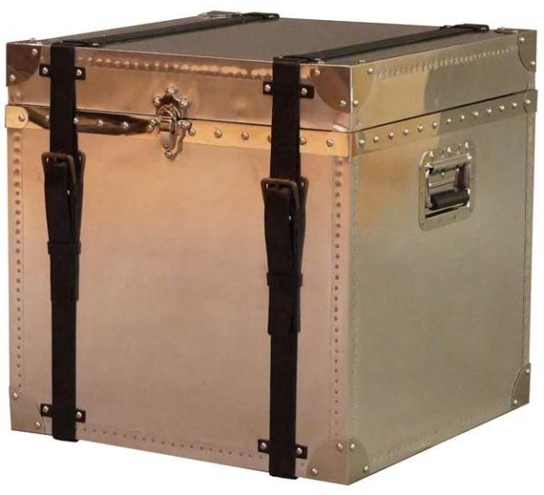 Truhe Selby Vintage Leder Aluminium Bild 7