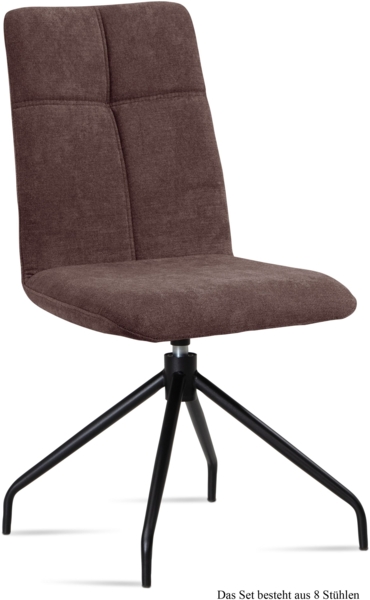Esszimmerstuhl drehbar (8er-Set) Dniren 47x92x60 Schwarz/Braun