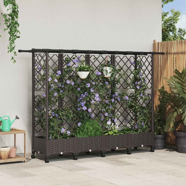 vidaXL Hochbeet mit Rankgitter und Dach Braun 202,5 x 40 x 127 cm PP 3423160