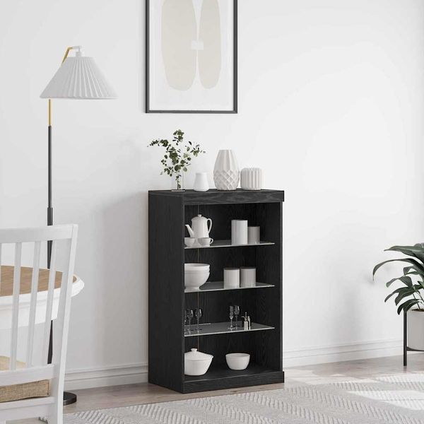 vidaXL LED-Sideboard Schwarz Eichen-Optik 60,5 x 37 x 100 cm 863047