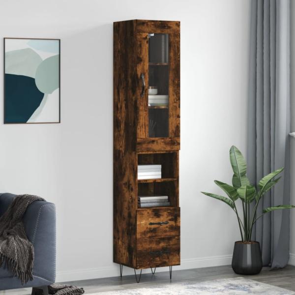 vidaXL Highboard Räuchereiche 34,5x34x180 cm Holzwerkstoff 3199334