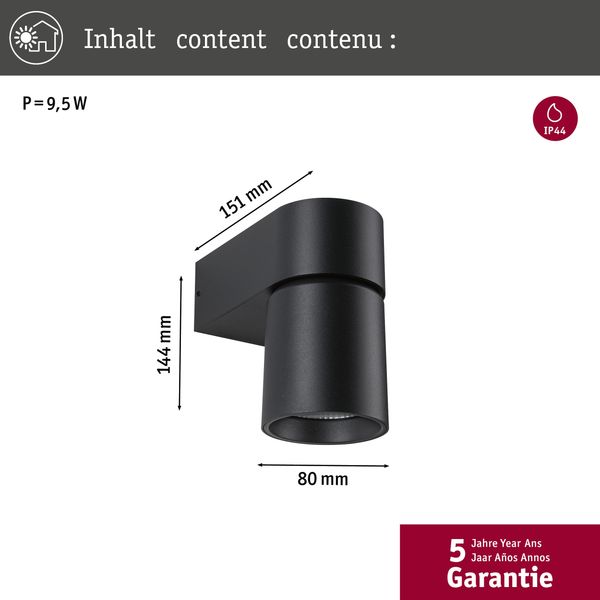 Paulmann 94820 LED Aussenwandleuchte Kimu Anthrazit IP44 3000K Bild 5