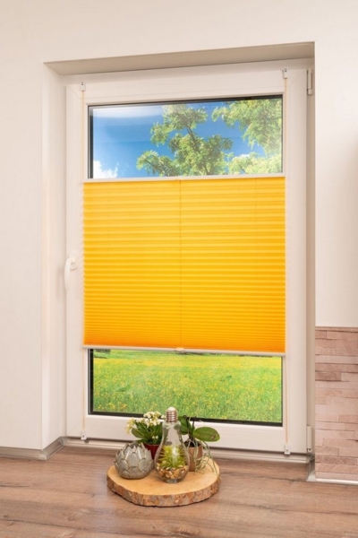 K-home Klemmfix-Plissee gelb Lichtschutz Moderne Crushed Optik 115x130 (B x L) Bild 5