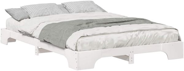 vidaXL Bettrahmen Weiß 140 x 220 cm Massives Kiefernholz 872921 Bild 2