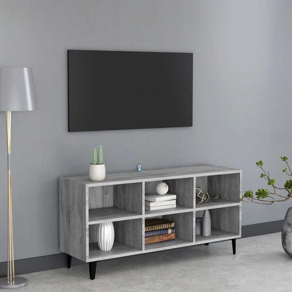 vidaXL TV-Schrank mit Metallbeinen Grau Sonoma 103,5x30x50 cm 813156