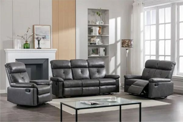 Happy Home Loungesofa 3-tlg. Polstergarnitur mit 5 Relaxfunktionen, verstellbar & Lederoptik