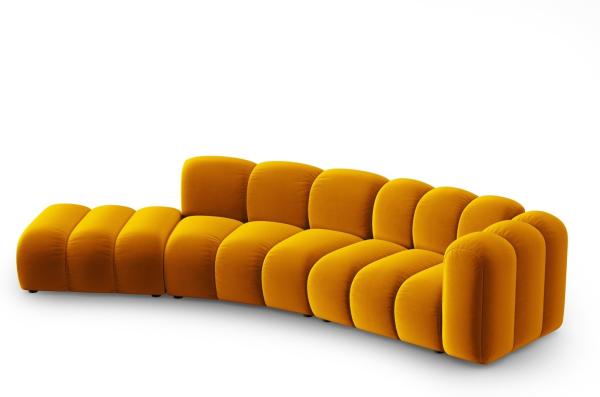 Micadoni Modulares Sofa Lupine 5-Sitzer Links Samtstoff Salvador Gelb