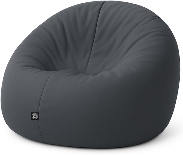 PATCH HOME 2 in 1 Funktion Sitzsack Sessel Bean Bag Sitzsäcke Gaming mit Reißverschluss bereits befüllt - Ø 125cm -Anthrazit