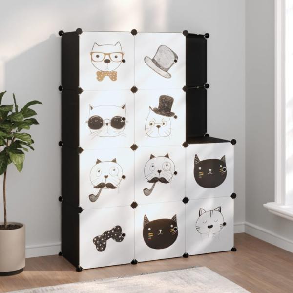 vidaXL Kinderschrank Modular mit 10 Würfeln Schwarz PP 340582