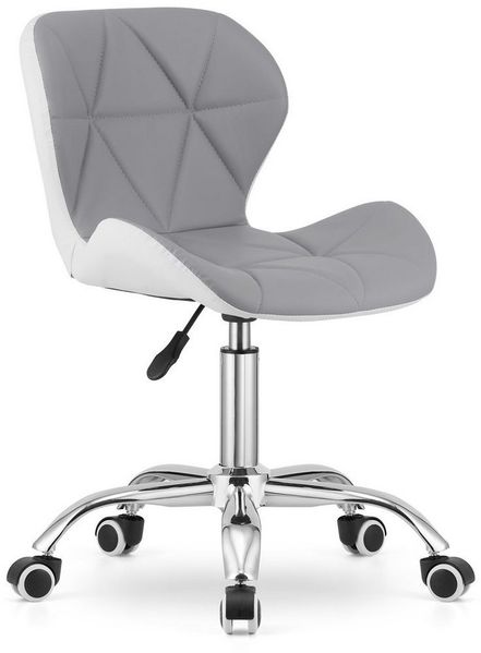 Home Collective Drehstuhl Schreibtischstuhl mit pneumatischer Verstellung (Perfekt für Kinderzimmer, Home Office und Studio), Öko-Ledersitz mit Chromfuß und Gummirädern - hellgrau-weiss