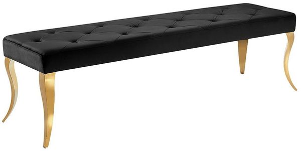riess-ambiente Sitzbank MODERN BAROCK DELUXE 170cm schwarz/gold - Samt, Edelstahl, gepolstert (Einzelartikel, 1-St), Polsterbank mit Zierknöpfen - ideal für glamouröse Essbereiche & Flure