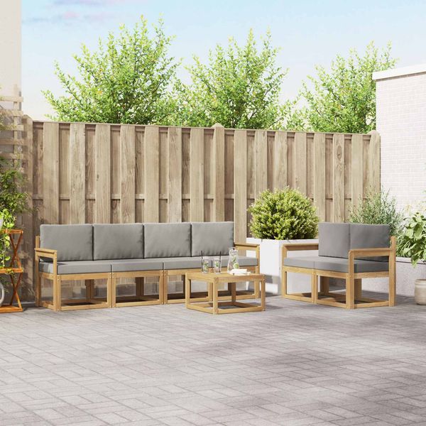 vidaXL Outdoor-Sofagarnitur 7 pcs Weiß und Hellgrau 59 x 59 x 37 cm 3387270