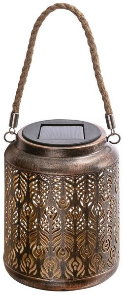 Dehner LED Solarleuchte Chiara, Lichtfarbe warmweiß, Metall/Kunststoff, braun, Warmweiß, für den Garten oder Balkon, solarbetrieben, selbst aufladend