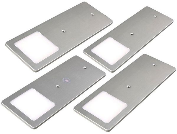 kalb LED Unterbauleuchte Silber 5W - sehr flache Küchenleuchte mit Touch-Dimmfunktion, 4er Set warmweiß, warmweiss