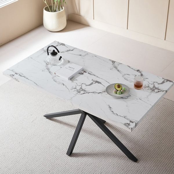 GrandCA HOME Esstisch Küchen-Esstisch im nordischen Stil — Holzmaserung-Optik (1-St), MDF-Material, 140x80 cm