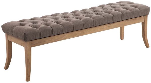 TPFLiving Sitzbank Romeo (Elegante Sitzbank mit stylisch gestepptem Sitzbezug, Stabiles Vierfußgestell aus Holz), Maße (TxBxH): 38 x 150 x 46cm - Farbe: taupe