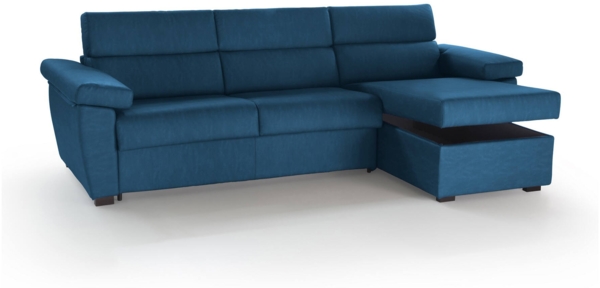 Dmora Sofa mit Halbinsel Ceto, Ecksofa für Wohnzimmer, gepolstert, abnehmbarer Bezug, 100 % Made in Italy-Qualität, 285x160 h100 cm, Blau Bild 4