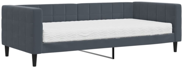 vidaXL Tagesbett mit Matratze Dunkelgrau 90x200 cm Samt 3196668
