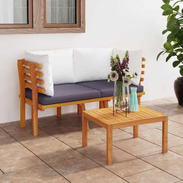 vidaXL 2-Sitzer-Gartensofa mit Kissen Massivholz Akazie 316264