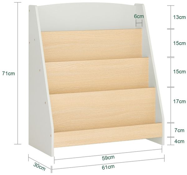SoBuy KMB106-HG Kinderregal, MDF, Lackiert, Helle Eiche, 61 x 71 x 30 cm Bild 3
