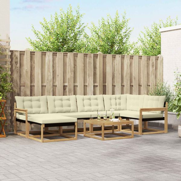 vidaXL Outdoor-Sofagarnitur 7 pcs Weiß und Creme 79 x 79 x 37 cm 3388868