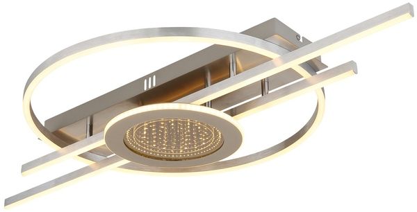 LED Deckenleuchte DONTE, Silber, Metall, Aluminium, 3D Effekt, L 95 cm