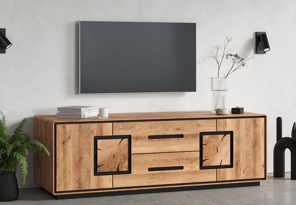 TV Board 165x54cm "Zarah" Wildeiche geölt mit 2 SK