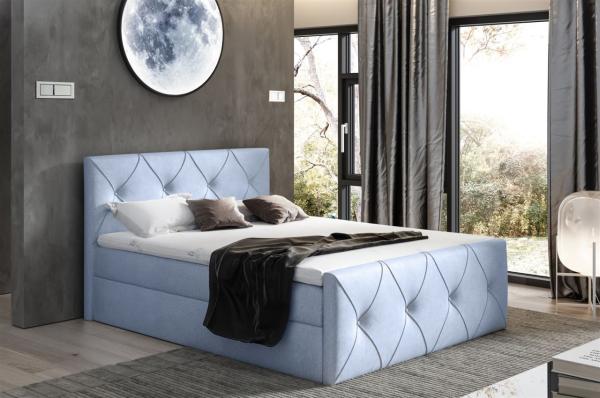 Boxspringbett Schlafzimmerbett LEWIS LUX 120x220cm in Stoff Monolith Sky