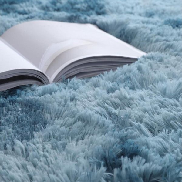 LuxusKollektion Hochflor-Teppich Zottelteppich Wohnzimmer Schlafzimmer Flur Blau 120x180cm