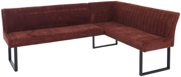 Eckbank HWC-O82, Esszimmerbank Bank, Öko-Tex (310g/m²) Chenille Stoff/Textil Metall 210x159cm ~ rot Bild 7