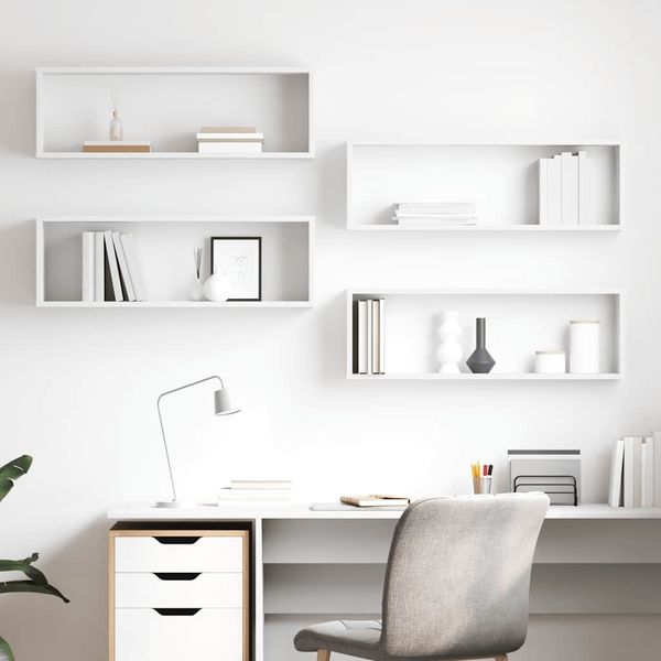 Würfelregal 4er Set, Bücherregal Weiß 80 x 15 x 26,5 cm Holzwerkstoff