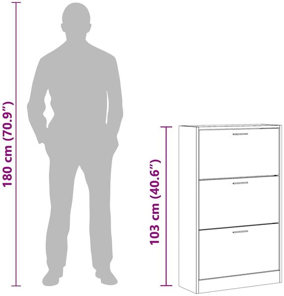 vidaXL Schuhschrank Räuchereiche 63x24x103 cm Holzwerkstoff 342555 Bild 10