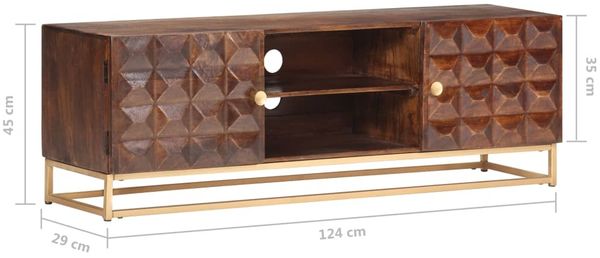 vidaXL TV-Schrank 124 x 29 x 45 cm, massives Mangoholz 323404 Bild 8