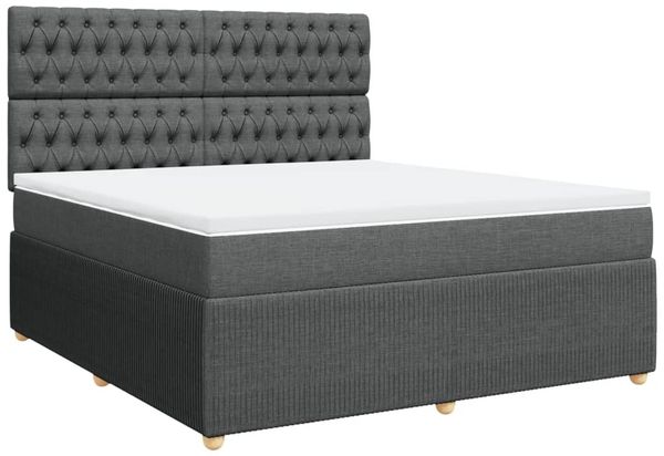 vidaXL Boxspringbett mit Matratze Dunkelgrau 180x200 cm Stoff 3294443 Bild 3