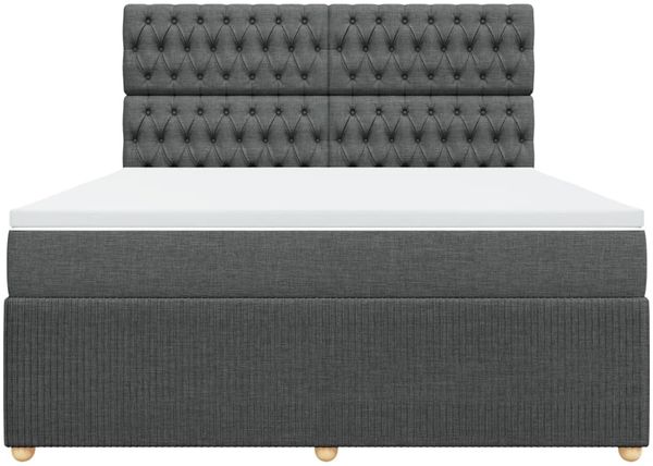 vidaXL Boxspringbett mit Matratze Dunkelgrau 180x200 cm Stoff 3294443 Bild 6