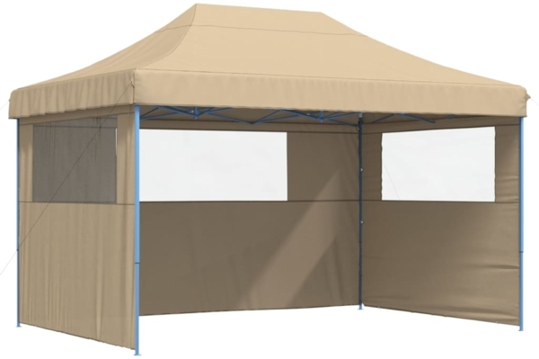 vidaXL Pop-Up Partyzelt, faltbar, Stahl / PE, Beige, mit 3 Seitenteilen, 315 x 410 x 279 cm