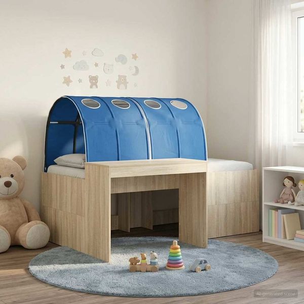 vidaXL Bett mit Tunnel 3 Stk. Artisian Eiche und Blau Holzwerkstoff 3423661