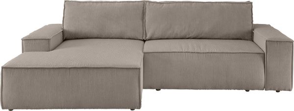 Home affaire Ecksofa SHERWOOD L-Form, 267 cm - OTTO. Verlässliche Qualität, Schlaffunktion mit Bettkasten (210x136 cm), Cord, Vintage, Samtvelours